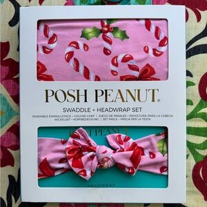 Posh Peanut Holiday Swaddle & Headwrap Set